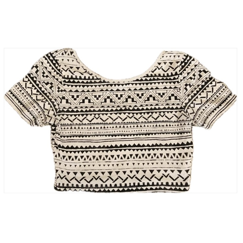 White Tribal Crop Top
